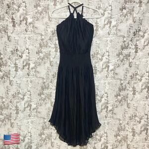 Ramy Brook Deanna Smocked Hatler Midi Dress in Black